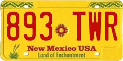 NM license plate 893TWR