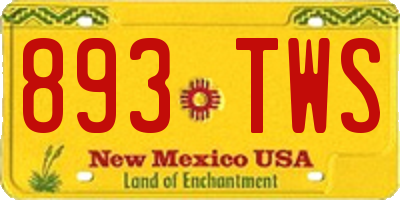 NM license plate 893TWS