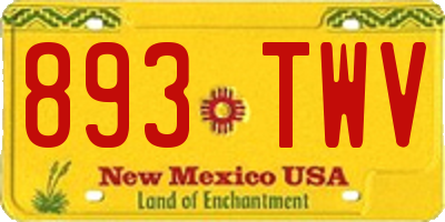 NM license plate 893TWV