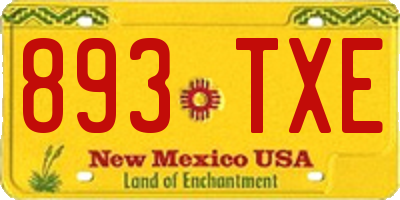 NM license plate 893TXE