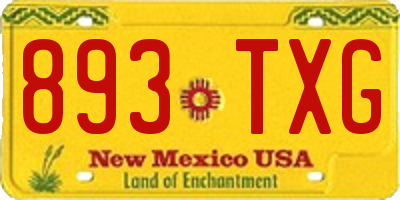 NM license plate 893TXG