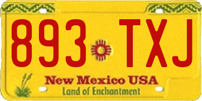 NM license plate 893TXJ
