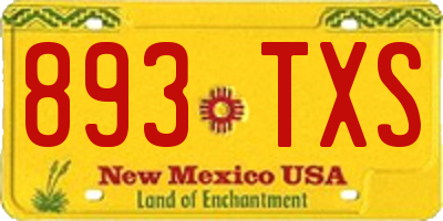 NM license plate 893TXS