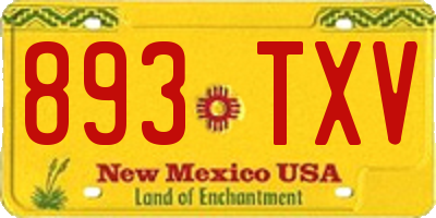 NM license plate 893TXV