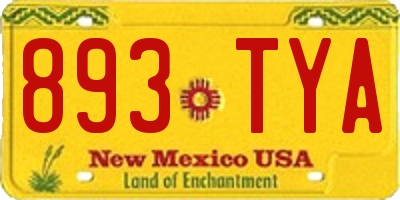 NM license plate 893TYA