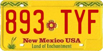 NM license plate 893TYF