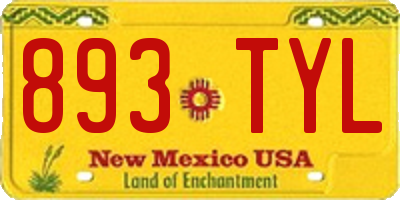 NM license plate 893TYL