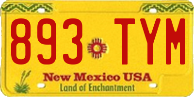 NM license plate 893TYM