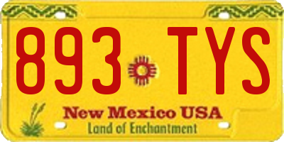 NM license plate 893TYS