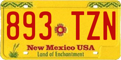 NM license plate 893TZN