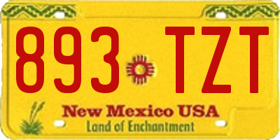 NM license plate 893TZT