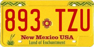 NM license plate 893TZU