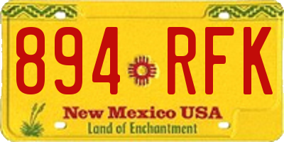 NM license plate 894RFK