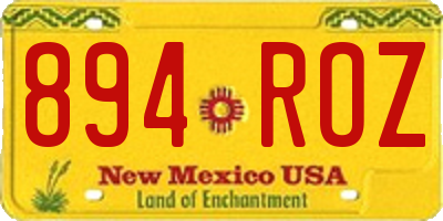 NM license plate 894ROZ