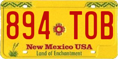 NM license plate 894TOB
