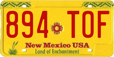 NM license plate 894TOF