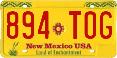 NM license plate 894TOG