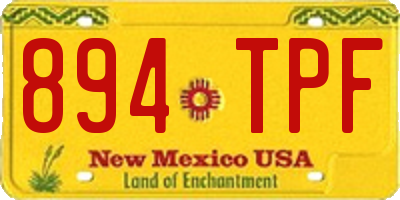 NM license plate 894TPF