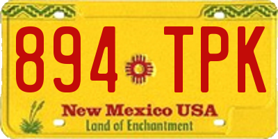 NM license plate 894TPK