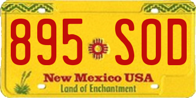 NM license plate 895SOD