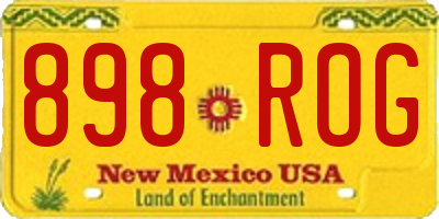 NM license plate 898ROG