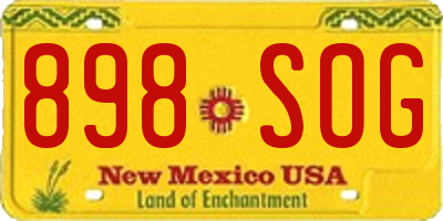 NM license plate 898SOG