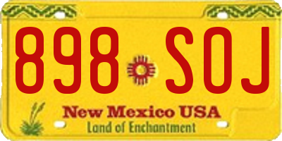 NM license plate 898SOJ