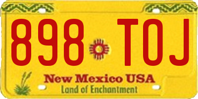 NM license plate 898TOJ