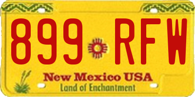 NM license plate 899RFW