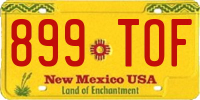 NM license plate 899TOF