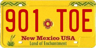 NM license plate 901TOE