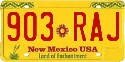 NM license plate 903RAJ