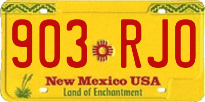 NM license plate 903RJO