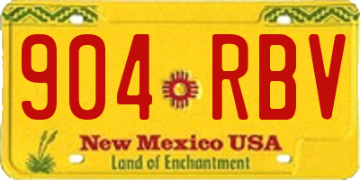 NM license plate 904RBV
