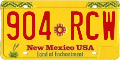 NM license plate 904RCW