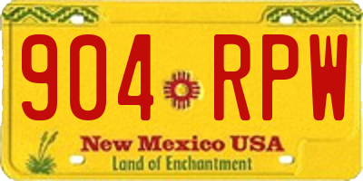 NM license plate 904RPW