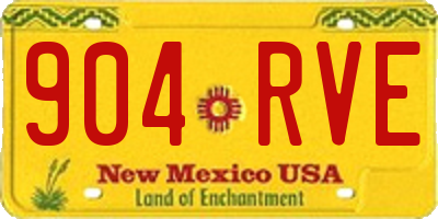 NM license plate 904RVE