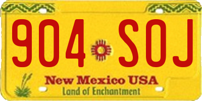 NM license plate 904SOJ