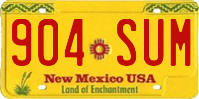 NM license plate 904SUM
