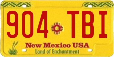 NM license plate 904TBI