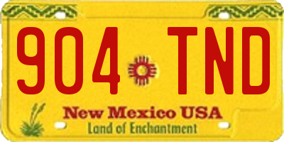NM license plate 904TND