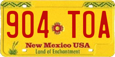 NM license plate 904TOA