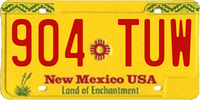 NM license plate 904TUW