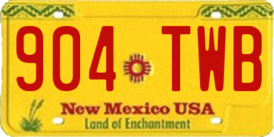 NM license plate 904TWB