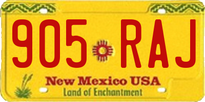 NM license plate 905RAJ