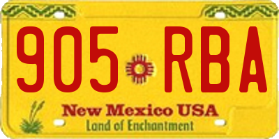 NM license plate 905RBA