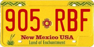NM license plate 905RBF