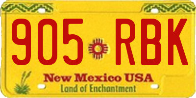 NM license plate 905RBK