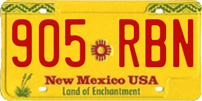 NM license plate 905RBN