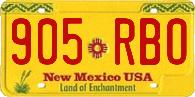 NM license plate 905RBO